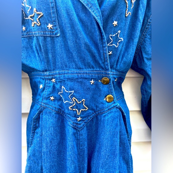 VTG | DENIM JUMPSUIT WITH BEAD EMBELLISHMENTS - Picture 4 of 5
